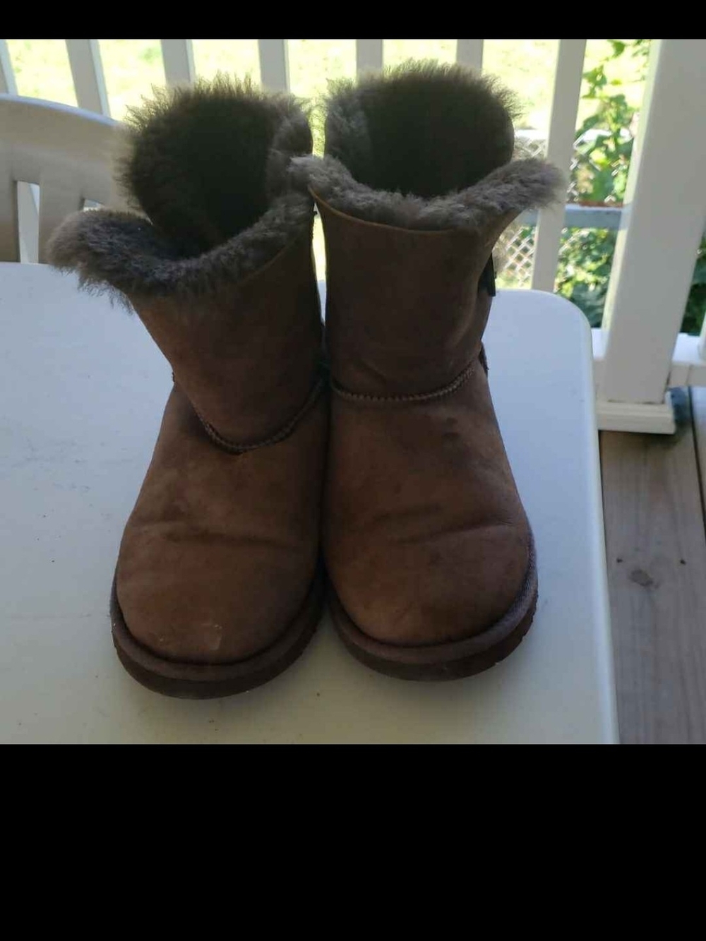 UGG Women's Short Suede Shearling Slippers - Brown